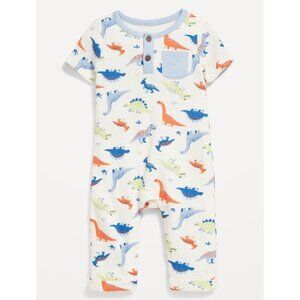 Old Navy Dinosaur Romper for Infants Dinosaur Short Sleeve Bodysuit 6-12 Months